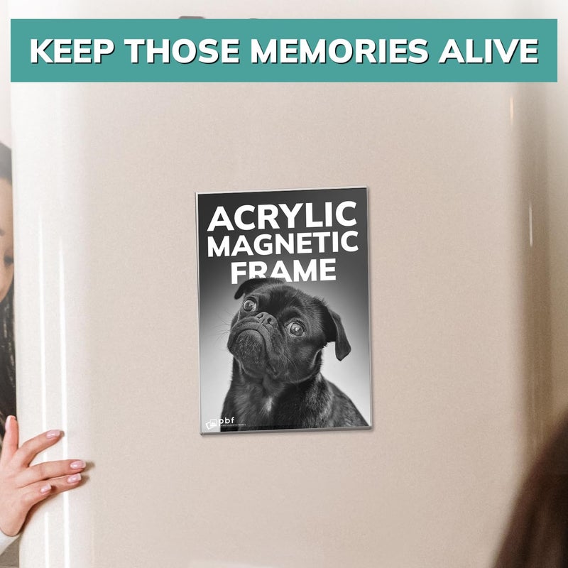 pbf PHOTO BOOTH FRAMES pbf 5x7 Magnetic Picture Frames for Refrigerator | 5 x 7 Clear Magnetic Acrylic Frames | Magnetic Photo Holders for Fridge, Locker, Photo Board, Art Display, Sign Holder (10-Pack) - Image 3